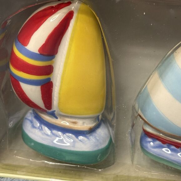 Nautical Cape Shore Sailboat Salt and Pepper Shakers NIB - Picture 3 of 5
